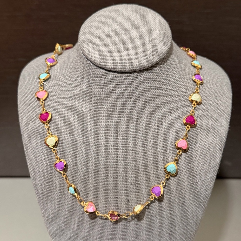 18k gold plated brass w Heart Charm Gold Necklace | Never Worn